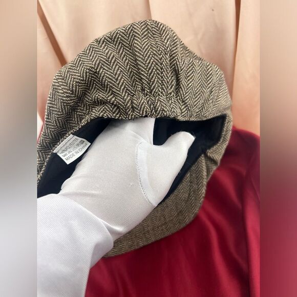 Brown Herringbone Newsboy Cap - Picture 4 of 6